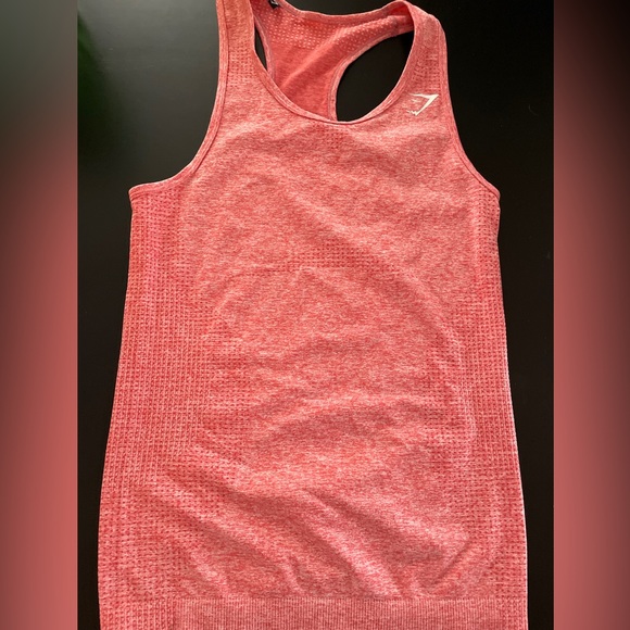 Gymshark Womens Seamless Tank Top Pale Red Size XS/S Stretch Athletic Racerback - Picture 3 of 6